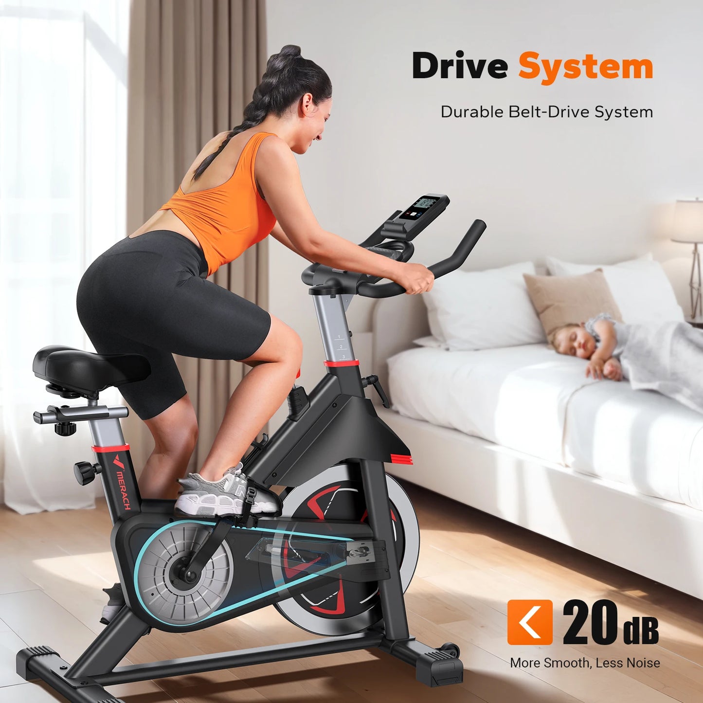 MERACH S38 Indoor Exercise Bike With Magnetic Resistance App