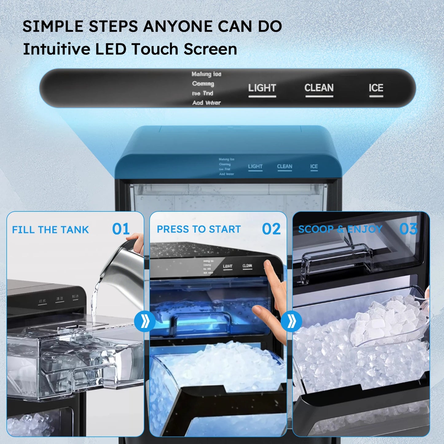 SHICUO Nugget Ice Maker Countertop Self Cleaning Pellet Ice