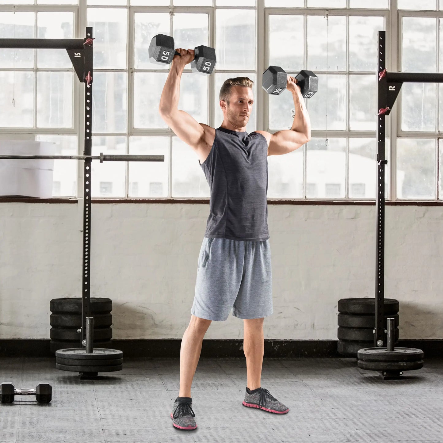Sturdy Cast Iron Hex Dumbbell Non-Roll for Gym and Home