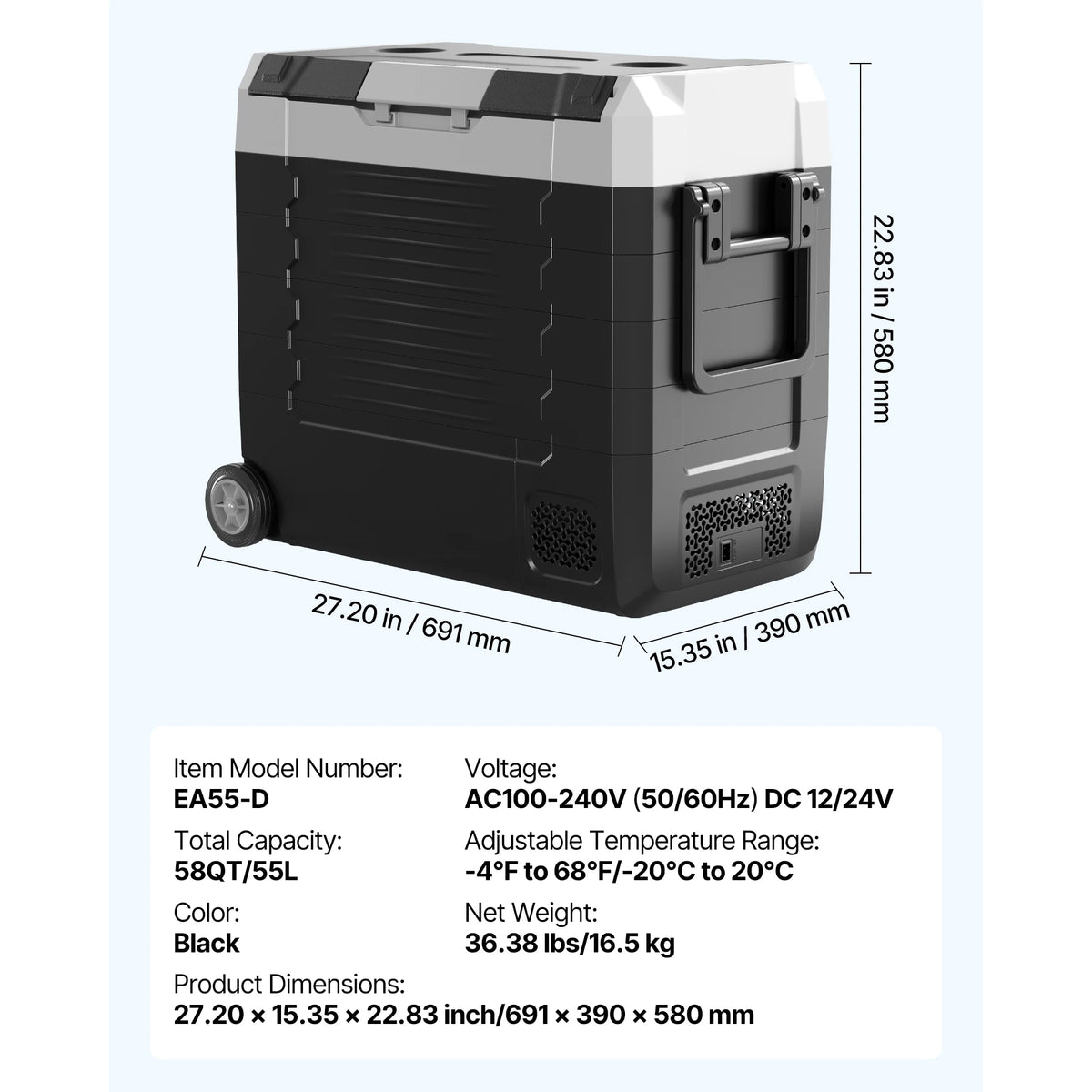 SucceBuy Portable Car Refrigerator With Wheel And App Control