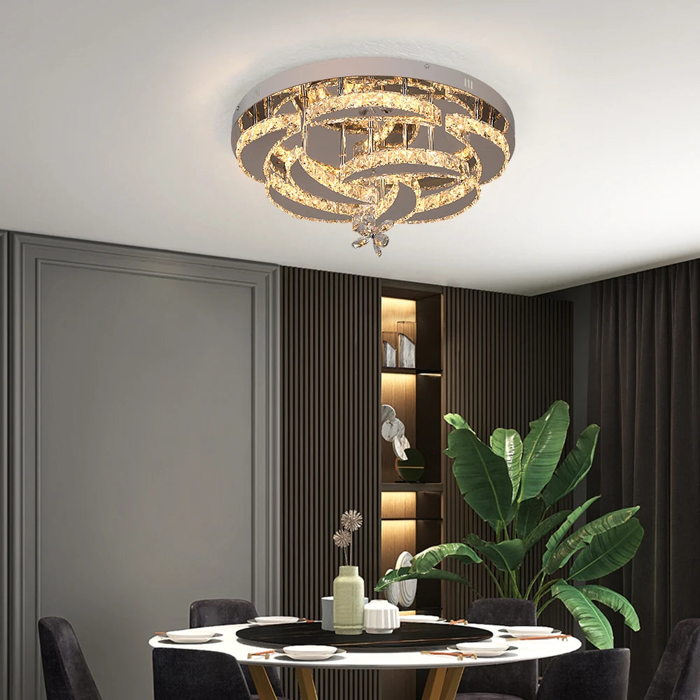 GreeLustr Crystal Led Pendant Chandelier Ceiling Light For Living Room