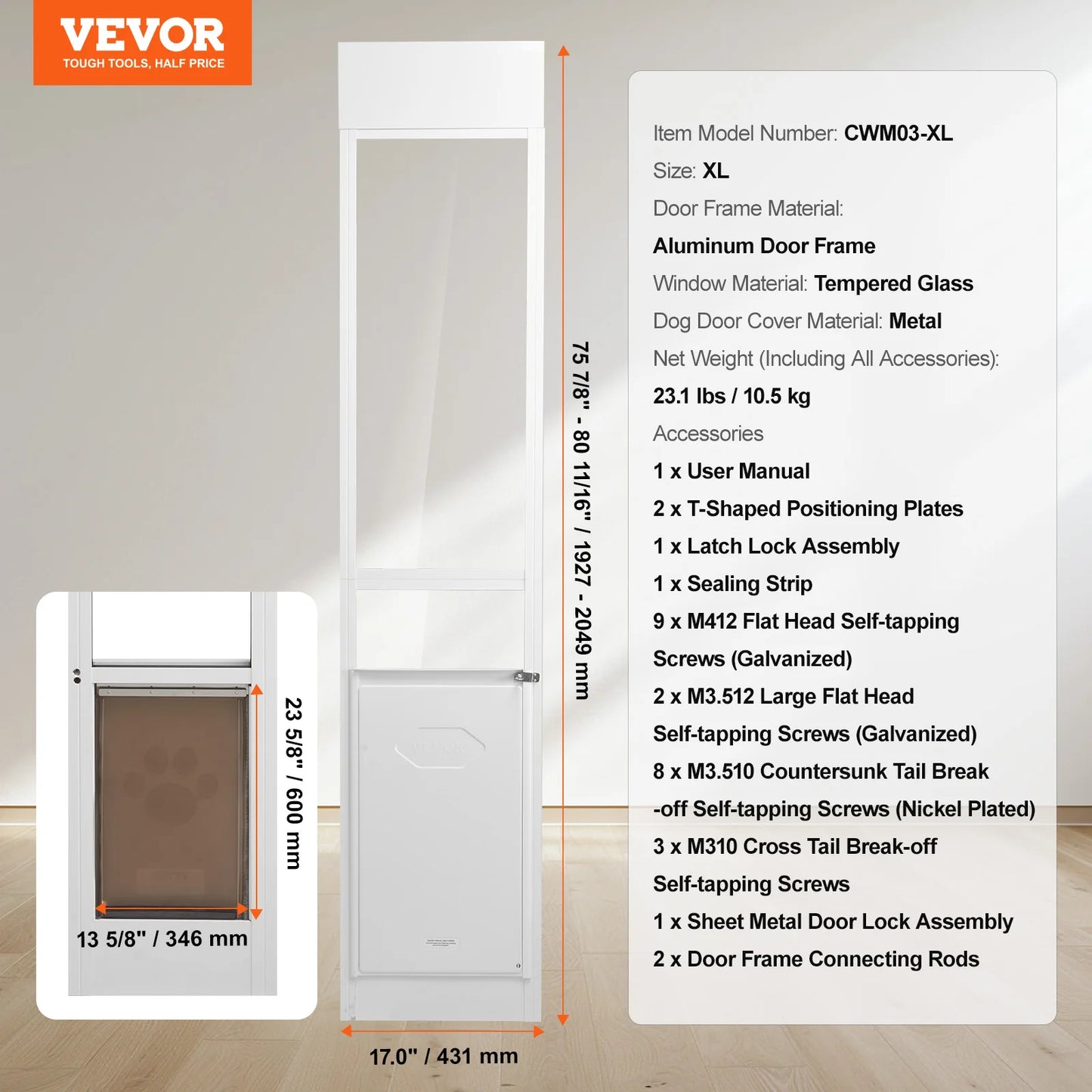 Dog Door Sliding Glass Door Aluminum Frame Tempered Glass
