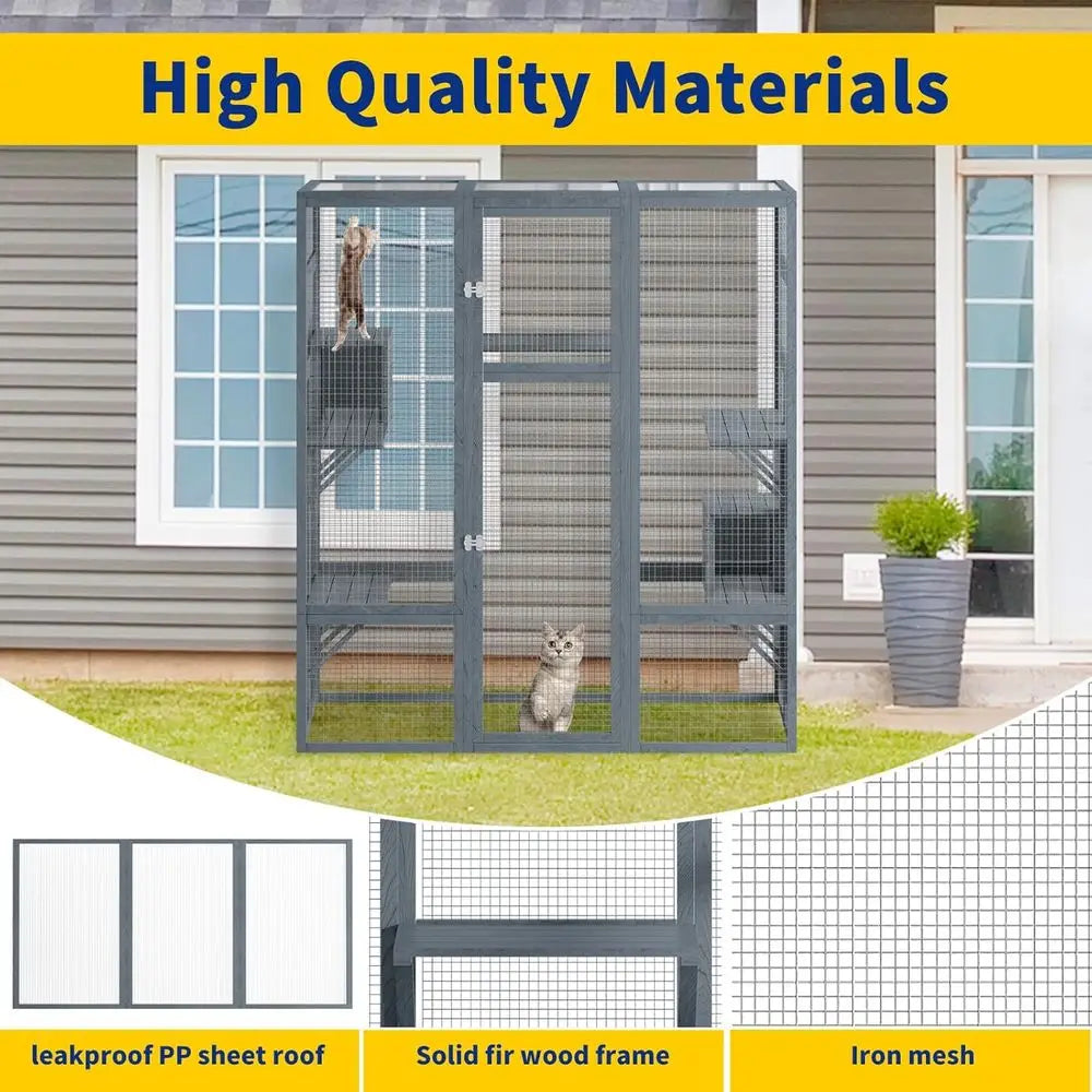 Catio Outdoor Cat Enclosure With 7 Platforms Waterproof UV Protected