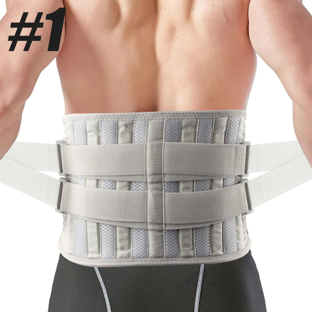 Lumbar Back Brace With 6 Stays Breathable Orthopedic Support Pain Relief