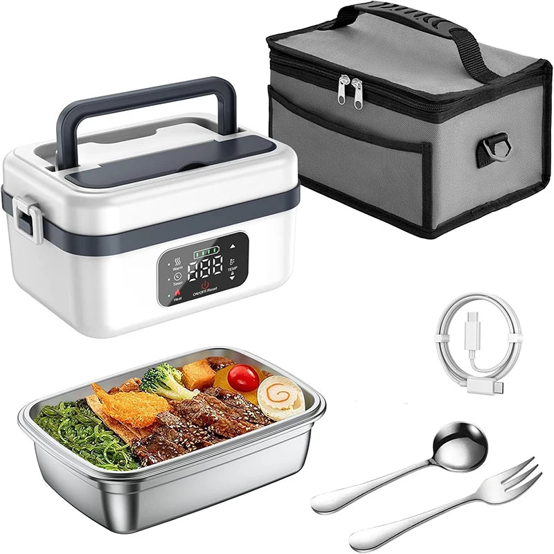 8000mAh Rechargeable Lunch Box With Timer And Fork And Spoon