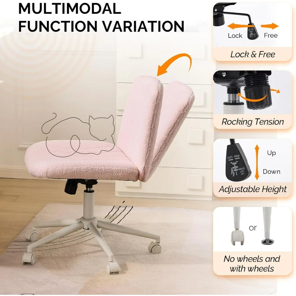 VINGLI Boucle Criss Cross Dual Use Armless Vanity Office Chair