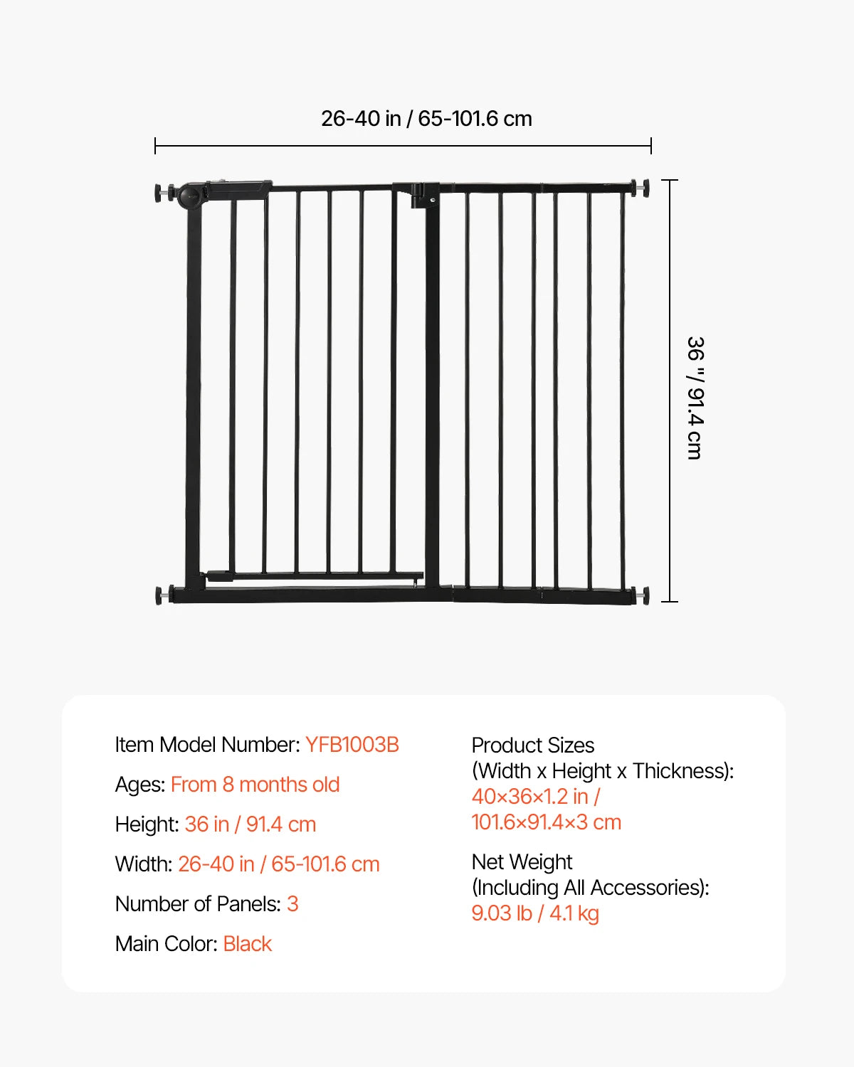 SucceBuy Baby Gate Pressure Mount Walk Thru For Doorways Pets