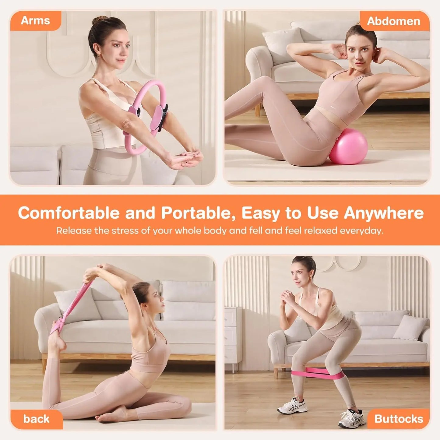 Home Pilates Kit for Women with Ring Ball and Bands