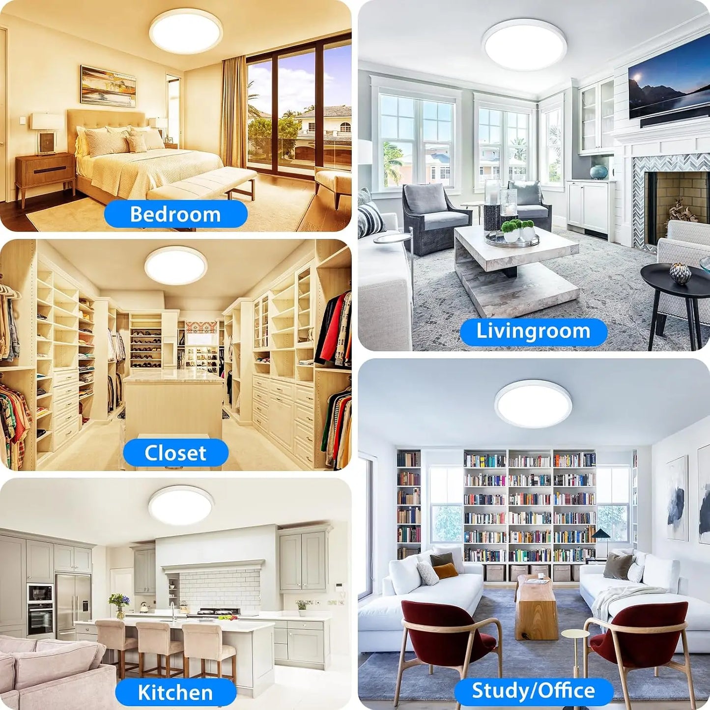 LED Ceiling Light 5CCT 3000K To 6500K 2400LM 24W Energy Efficient