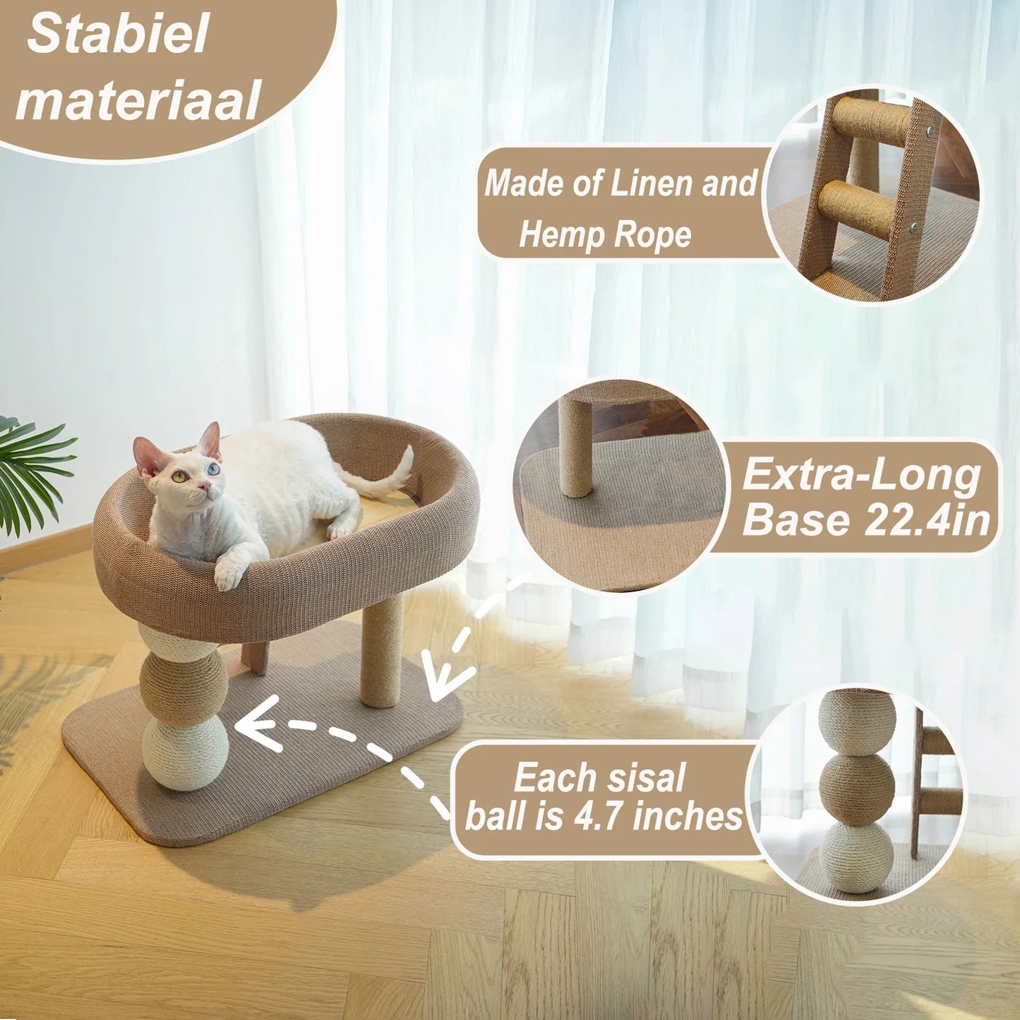 All In One Cat Tree With Sisal Scratching Post Ladder