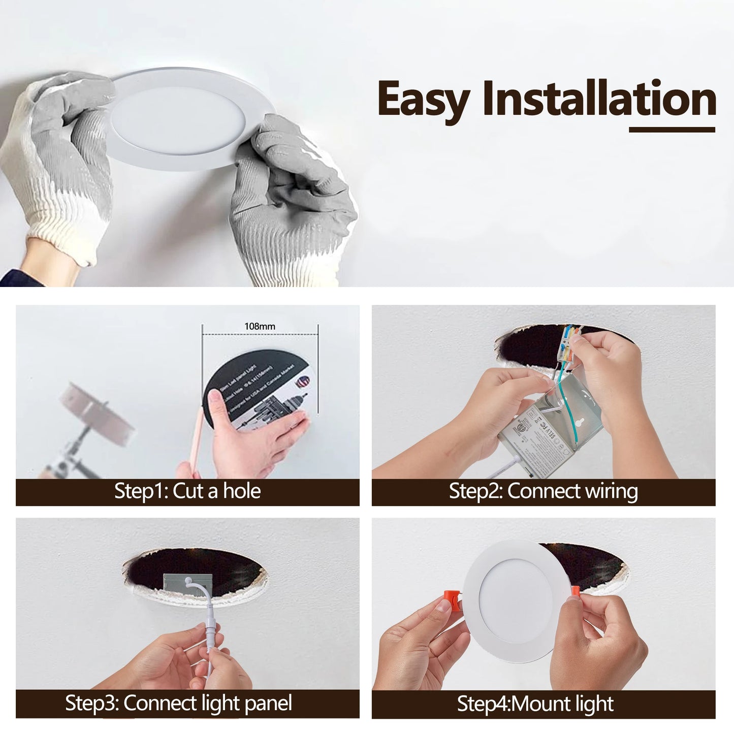 ARLGSITE 12Pack LED Recessed Lights Junction Box Adjustable Dimmable