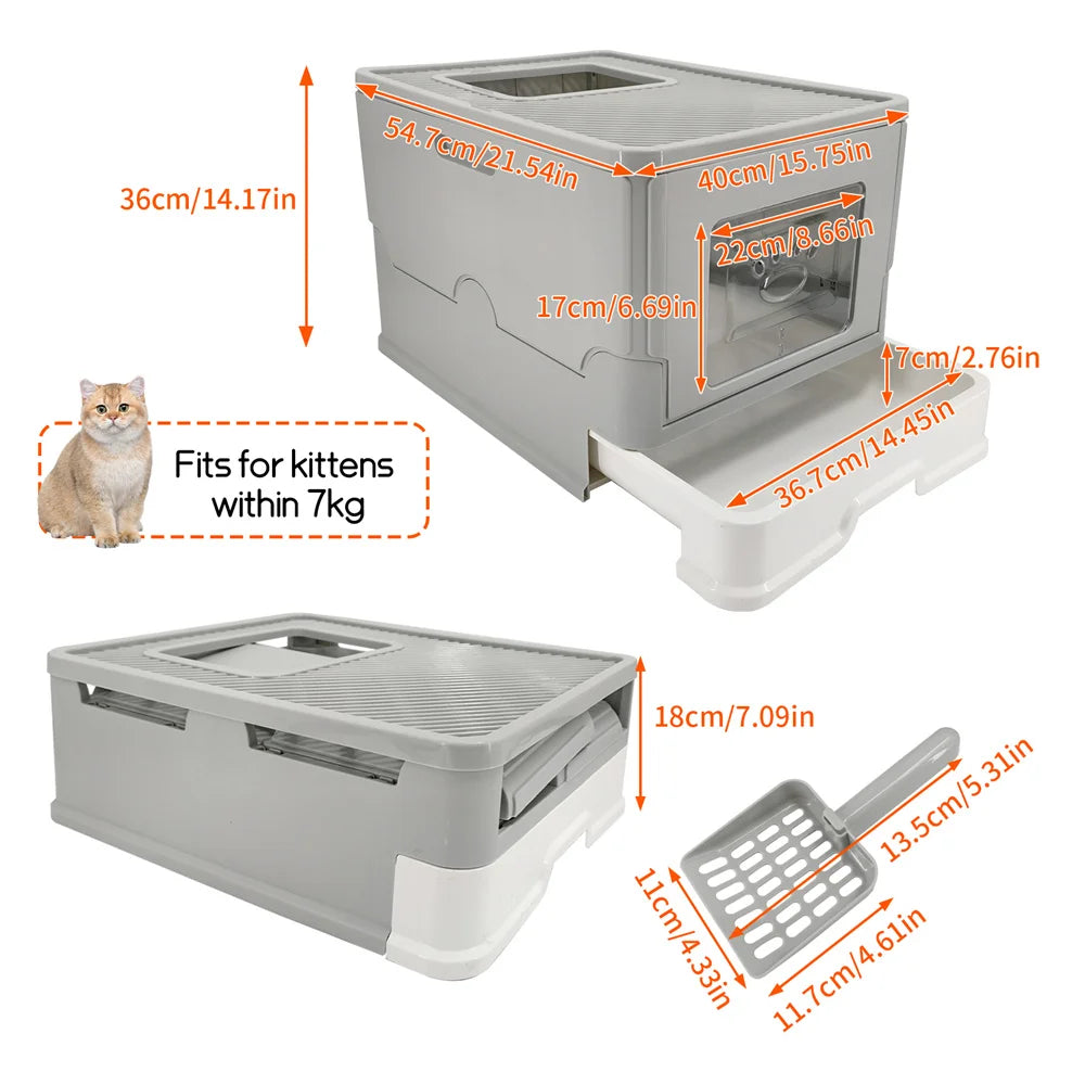 Cat Litter Box Enclosed Splashproof Tray for Kittens and Cats