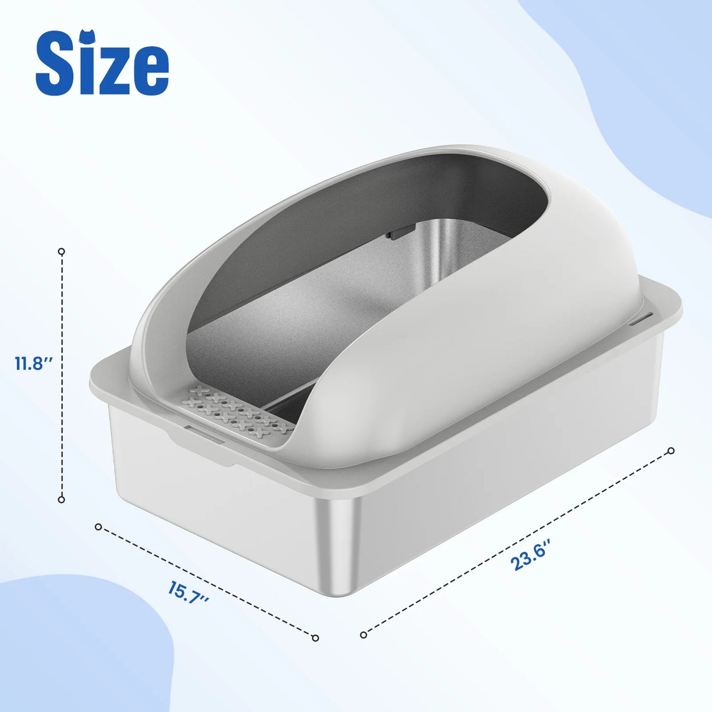 Stainless Steel Cat Litter Box With Lid For Large Cats Scoop And Mat Included