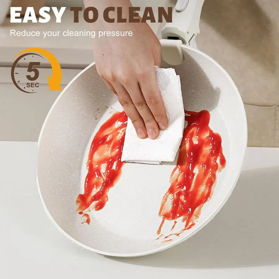 Nonstick Pots And Pans Set With Detachable Handles Stackable Cookware
