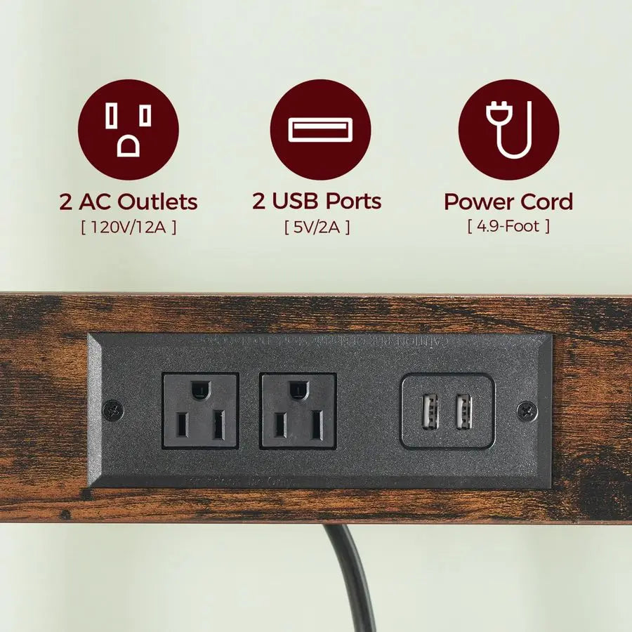 Bakers Rack With Power Strip Microwave Stand 4 Hooks