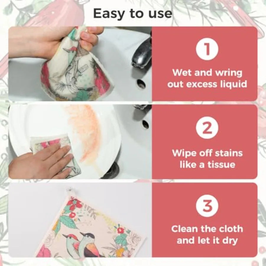 Swedish Dishcloths for Kitchen Reusable Dish Rags Set