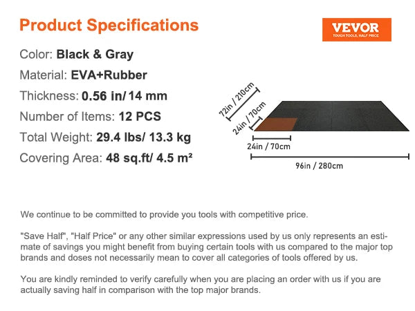 Interlocking EVA Foam Rubber Gym Floor Mats Waterproof Exercise Mats