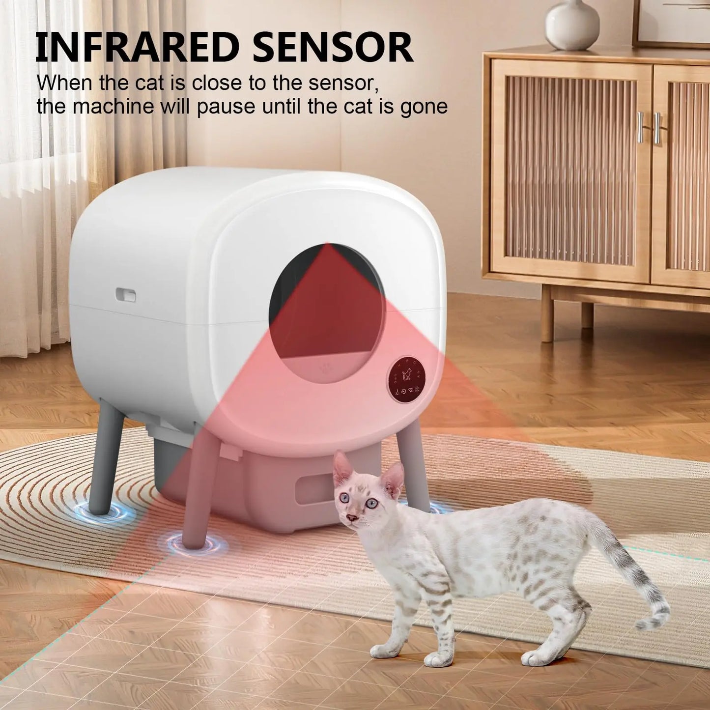 Smart Self Cleaning Cat Litter Box With App Control And Safety Sensors
