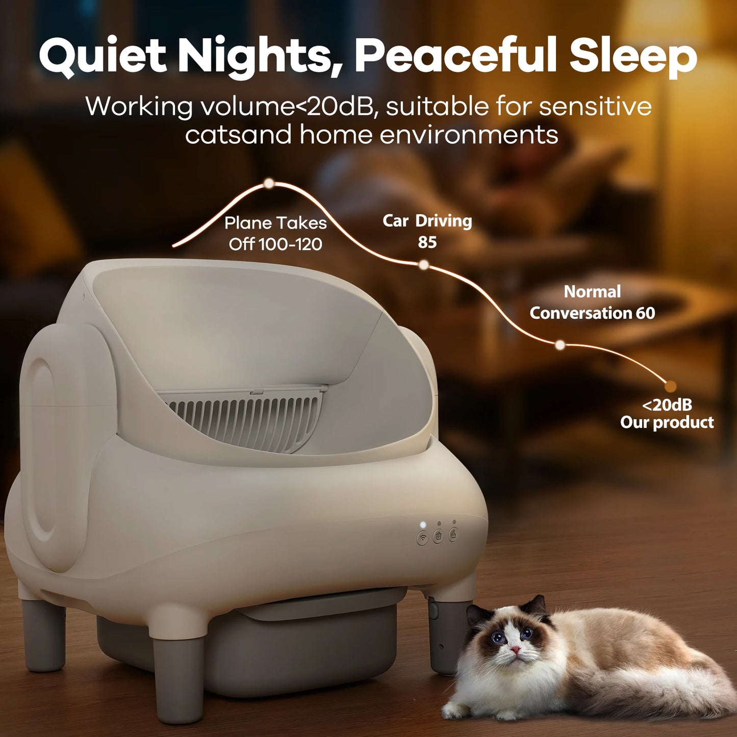 Open Top Self Cleaning Cat Litter Box With App Control