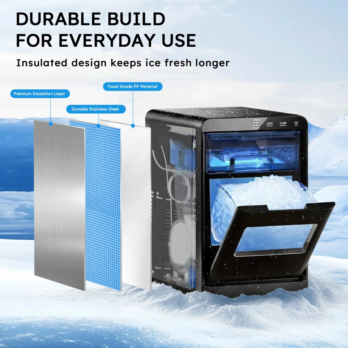SHICUO Nugget Ice Maker Countertop Self Cleaning Pellet Ice