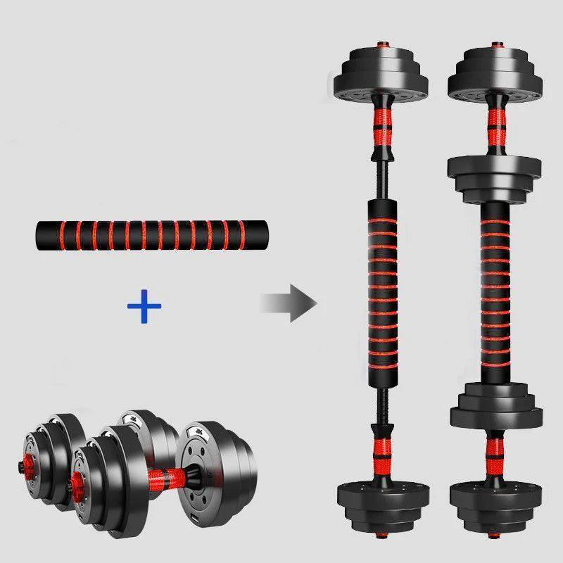 Adjustable Dumbbell Barbell Set 5 To 44 Lbs With Grip