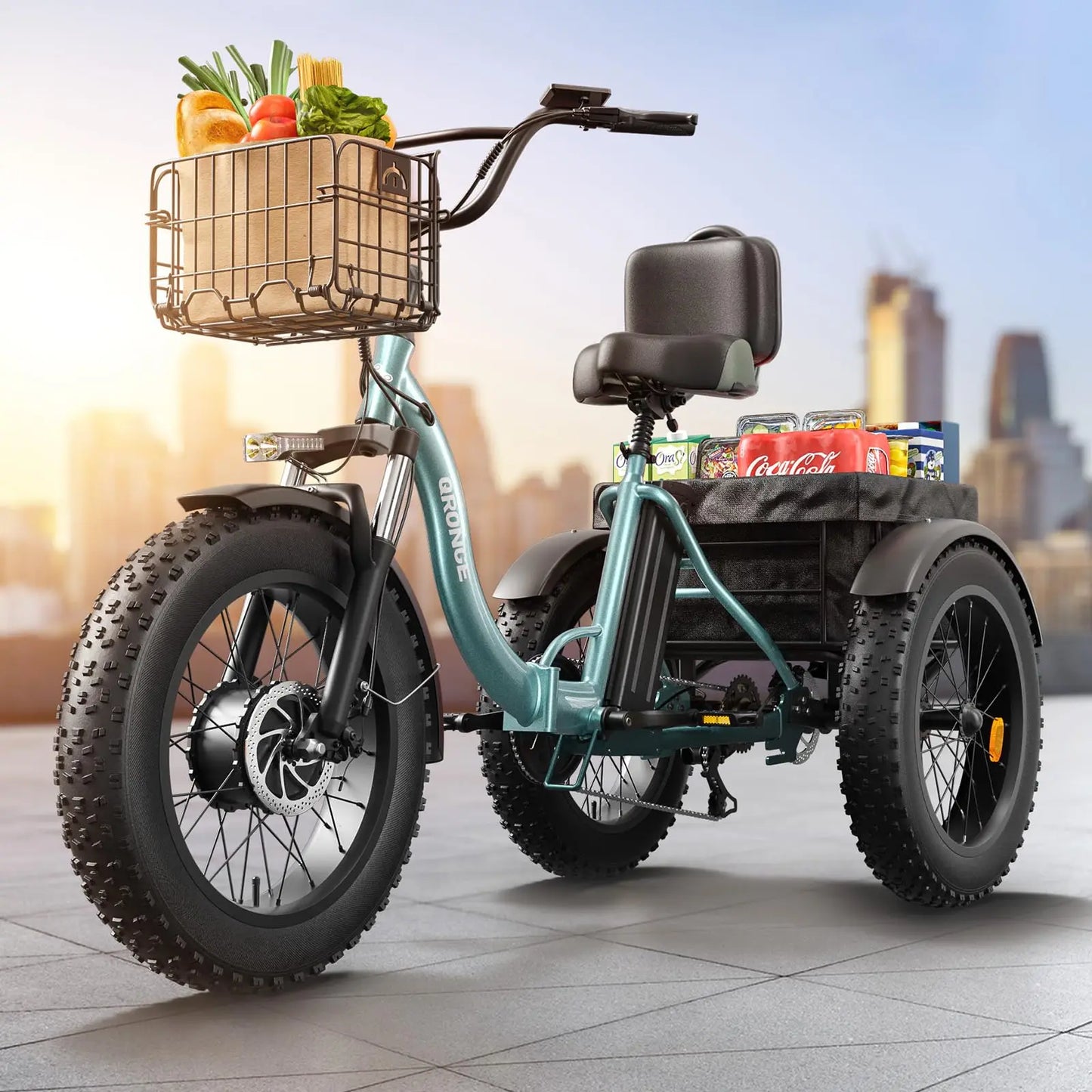 QRONGE Folding Electric Tricycle 960W Peak Motor 36V 13.5Ah Battery