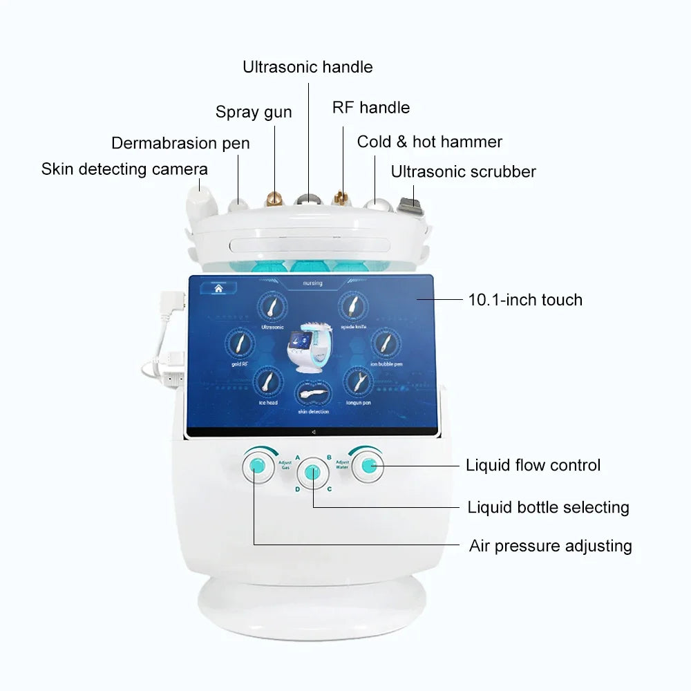 7-in-1 Hydro Facial Skin Care Machine Ultrasonic Rejuvenation Dermabrasion Hyperbaric Oxygen Facial Device for Deep Cleansing