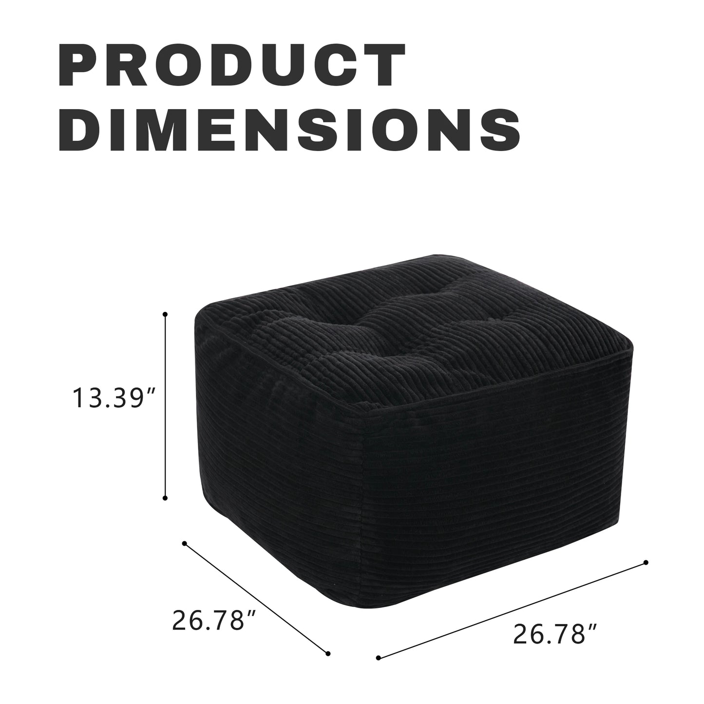 Corduroy Square Ottoman Footstool Tufted Upholstered Living Room Bedroom