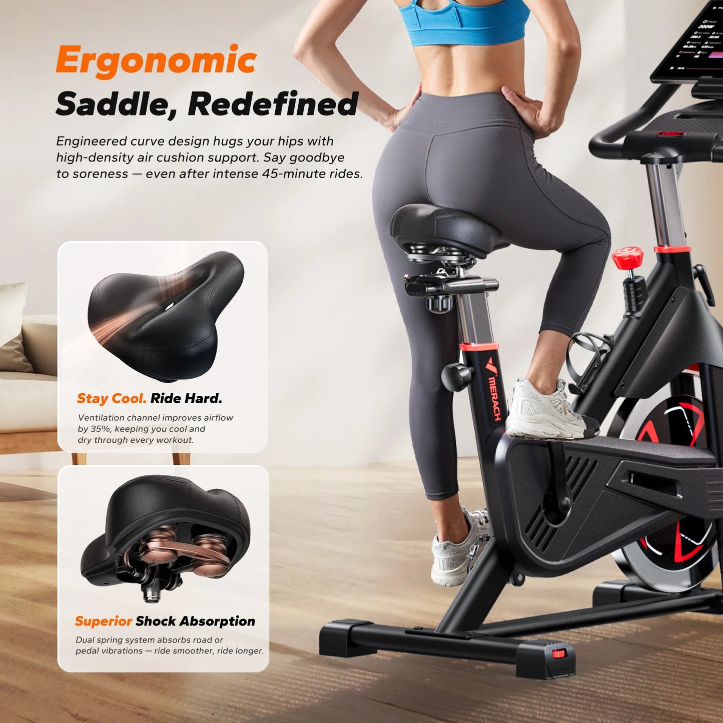 MERACH S38 Indoor Exercise Bike With Magnetic Resistance App