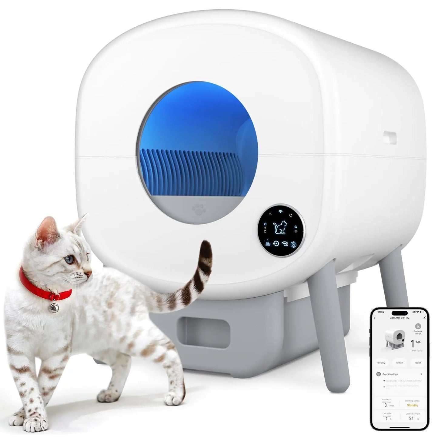 Smart Self Cleaning Cat Litter Box With App Control And Safety Sensors