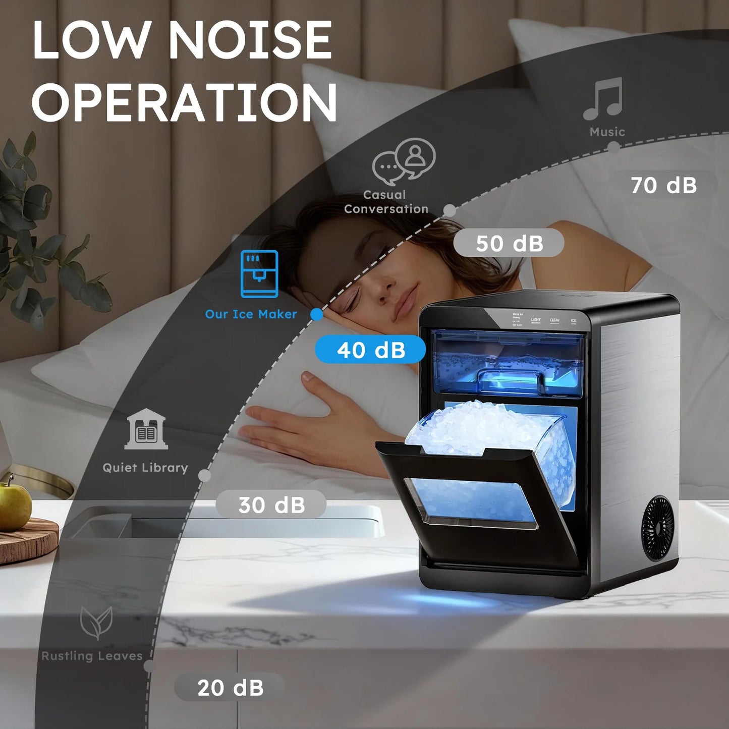 SHICUO Nugget Ice Maker Countertop Self Cleaning Pellet Ice