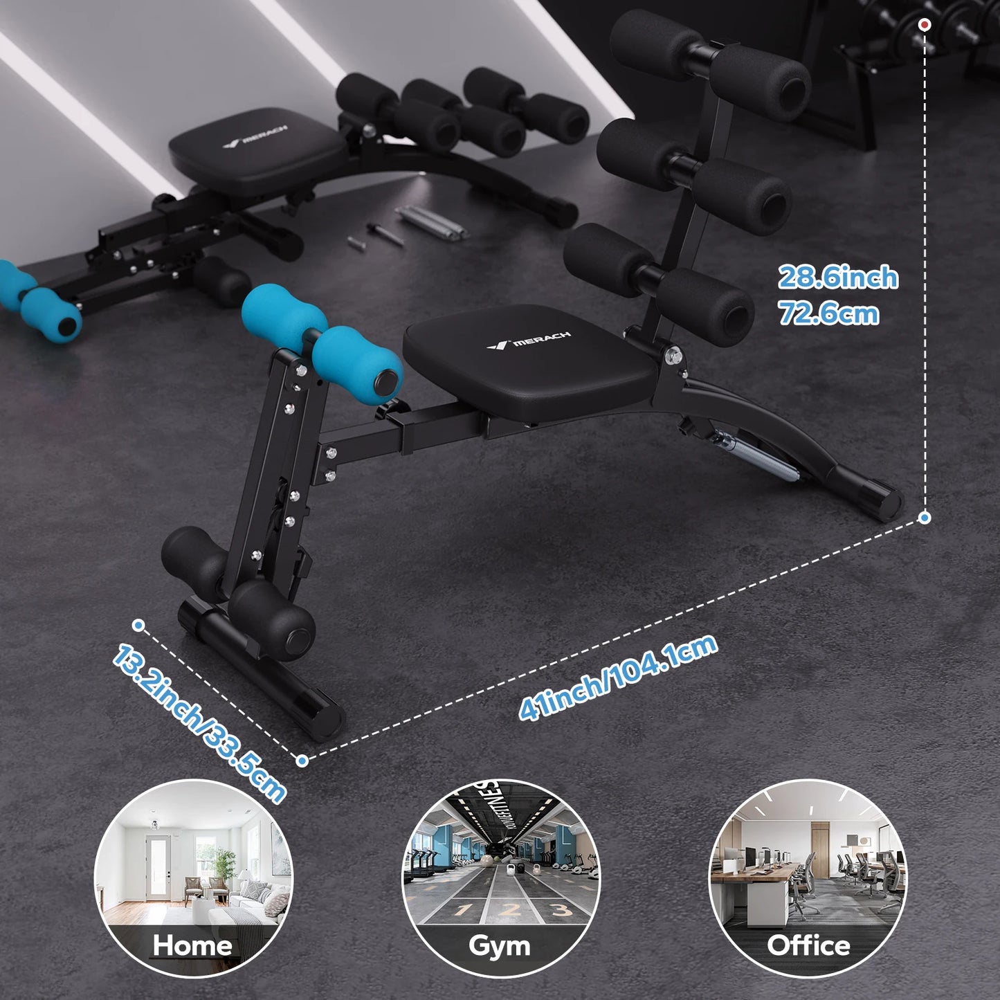 MERACH Ab Machine MultiFunctional Adjustable Sit Up Bench Home Gym
