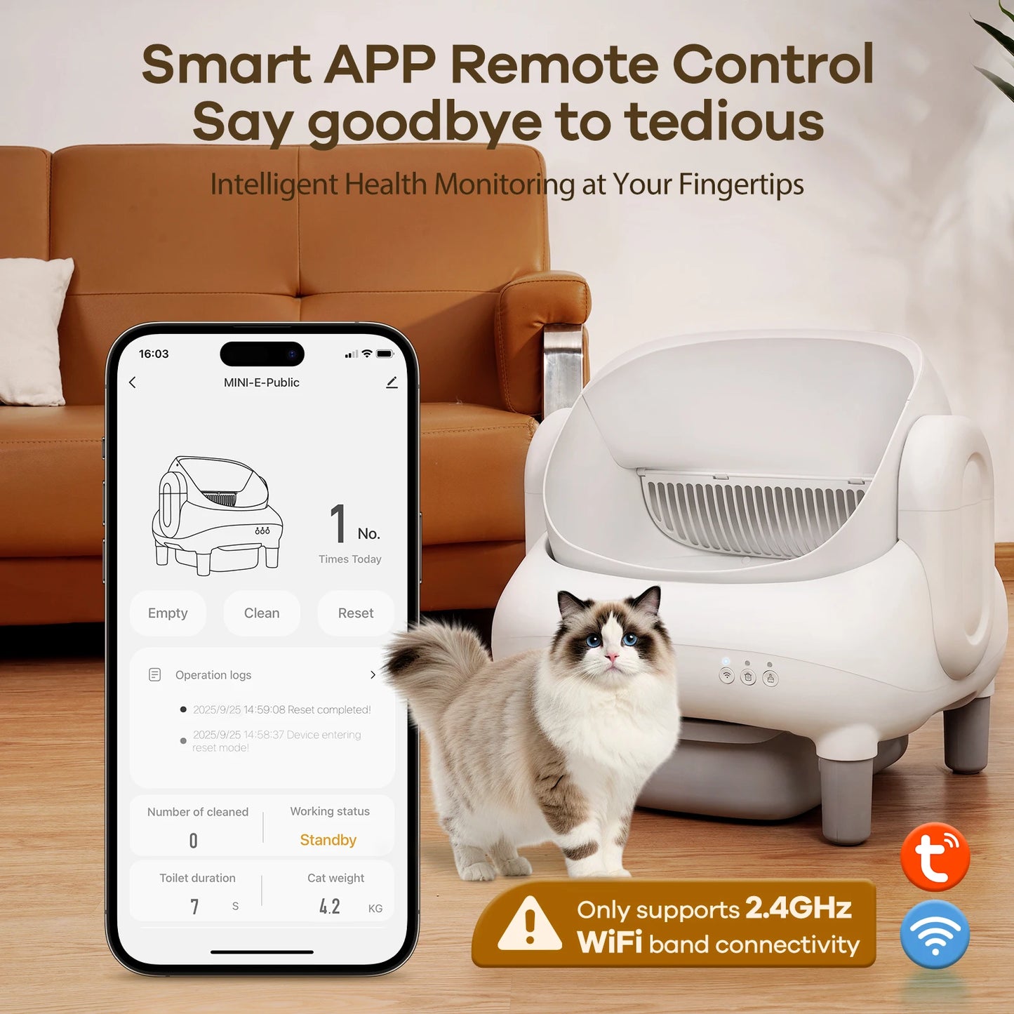 Open Top Self Cleaning Cat Litter Box With App Control