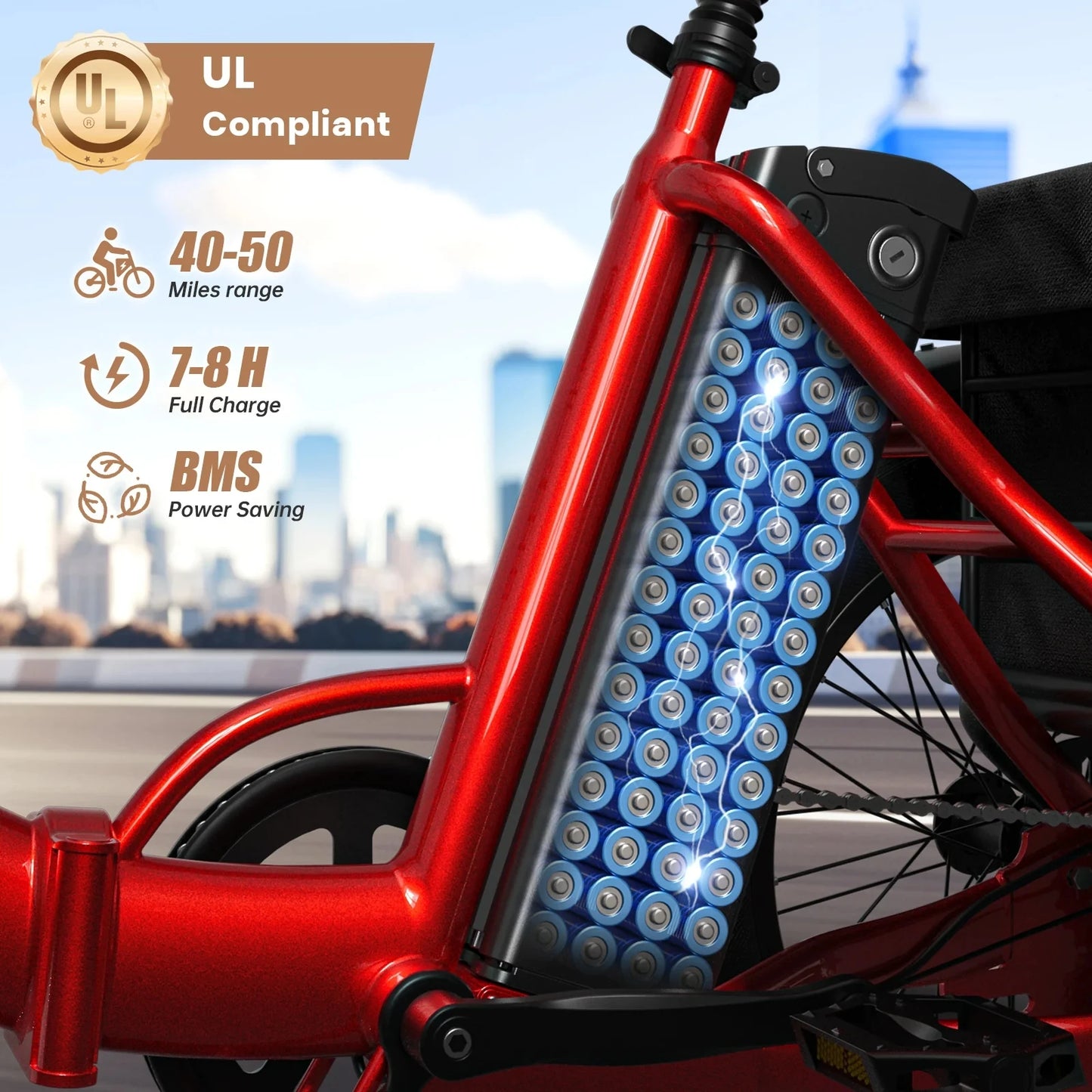 QRONGE Folding Electric Tricycle 960W Peak Motor 36V 13.5Ah Battery