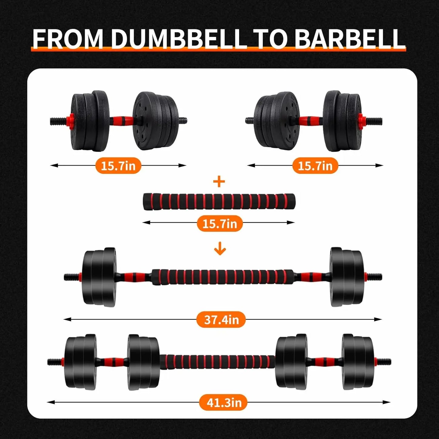 Adjustable Dumbbell Barbell Set 5 To 44 Lbs With Grip