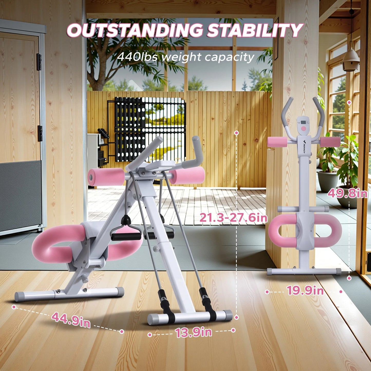 MERACH Abdominal Machine Adjustable Trainer Foldable Core Exercise System