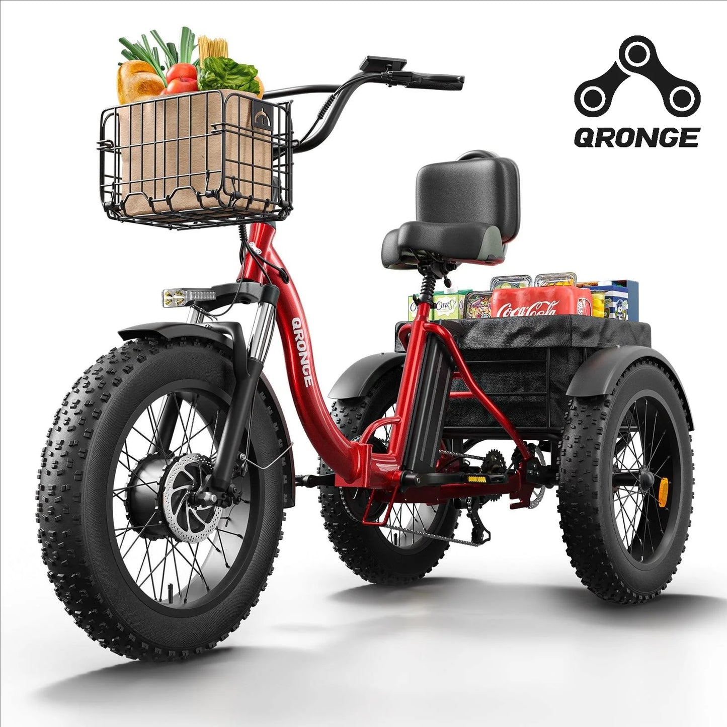 QRONGE Folding Electric Tricycle 960W Peak Motor 36V 13.5Ah Battery