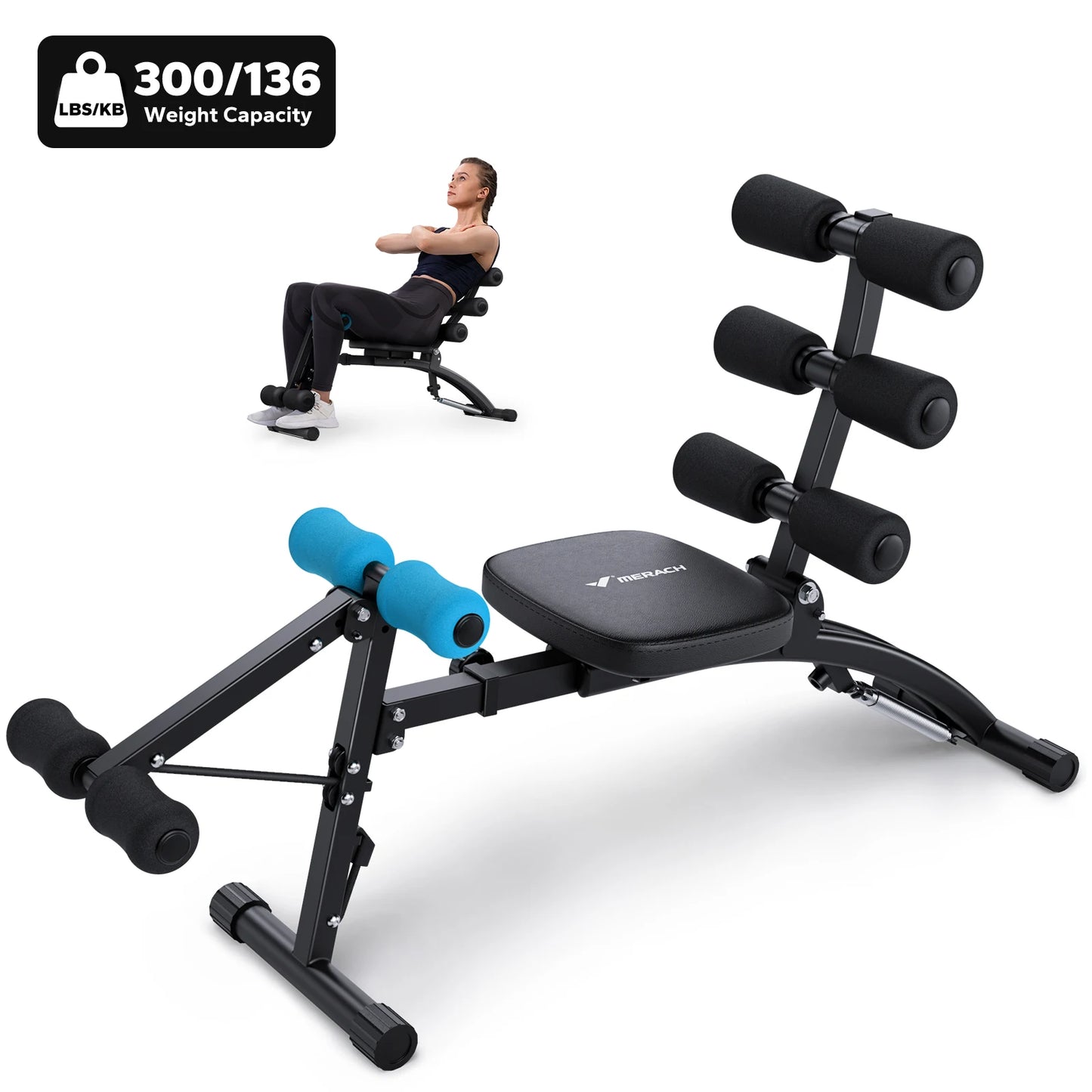 MERACH Ab Machine MultiFunctional Adjustable Sit Up Bench Home Gym