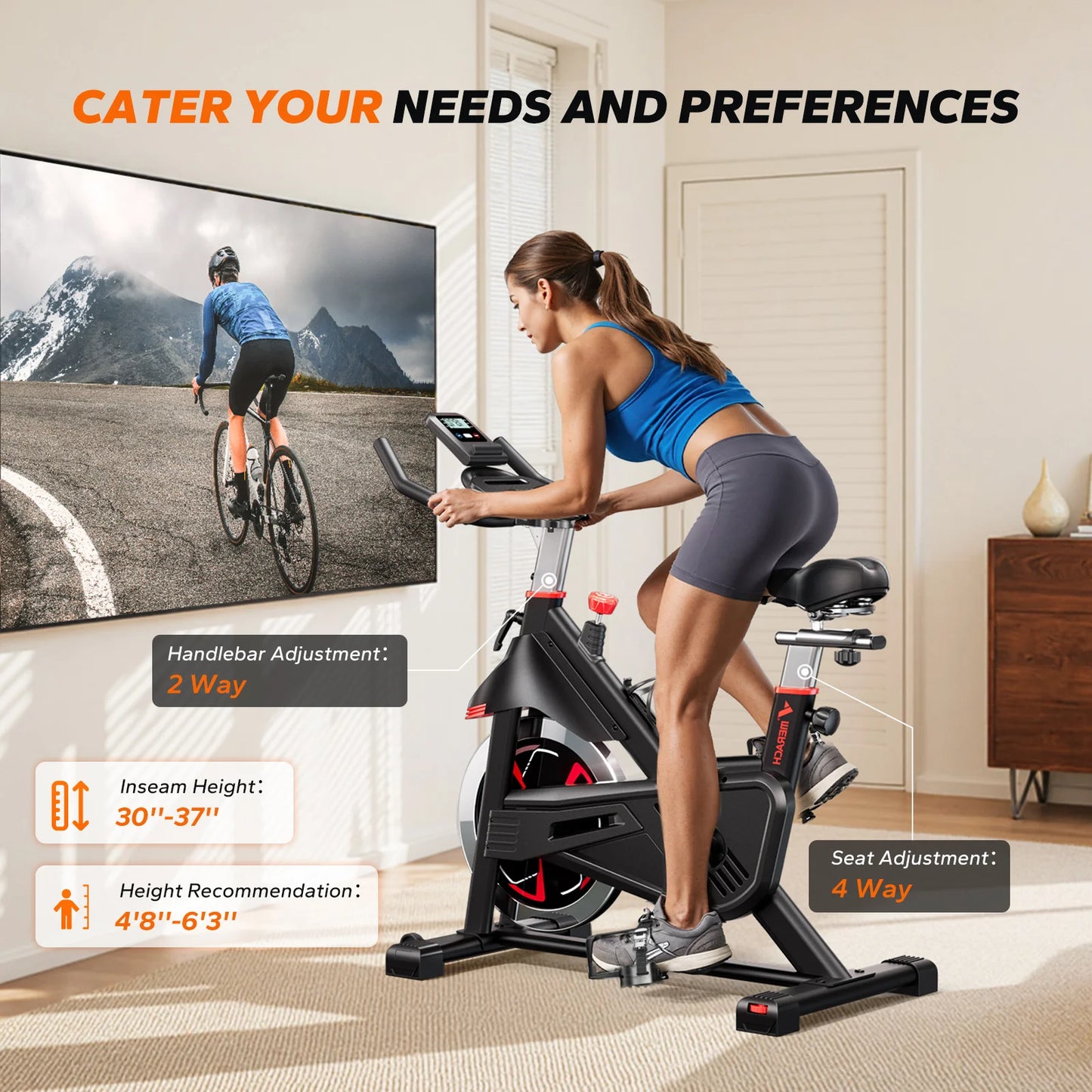 MERACH S38 Indoor Exercise Bike With Magnetic Resistance App