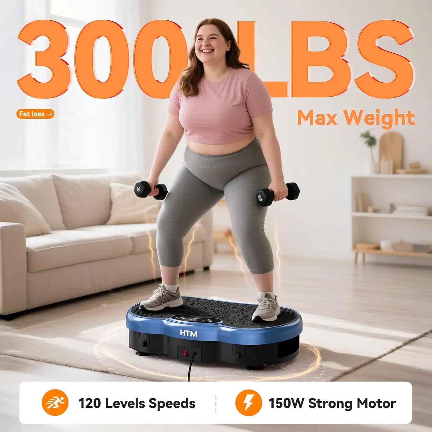 HTMM Fitness Vibration Plate Whole Body Exercise Machine With 120 Speed Levels