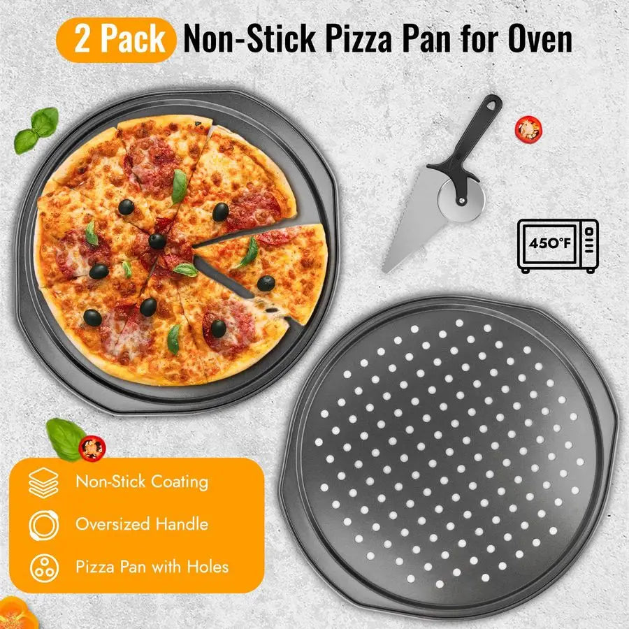 7 Piece Aluminum Pizza Peel Set With Paddle Cutter Scraper Pie Server Oil Brush