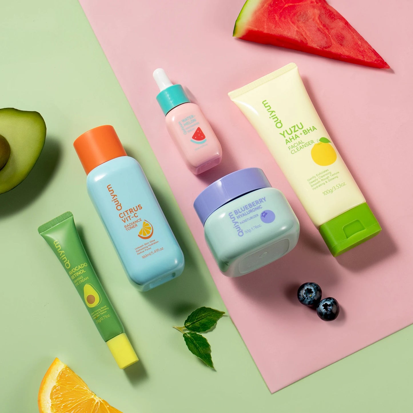 QUIYUM Fruit Fresh Five Piece Skincare Set Brightening Hydration