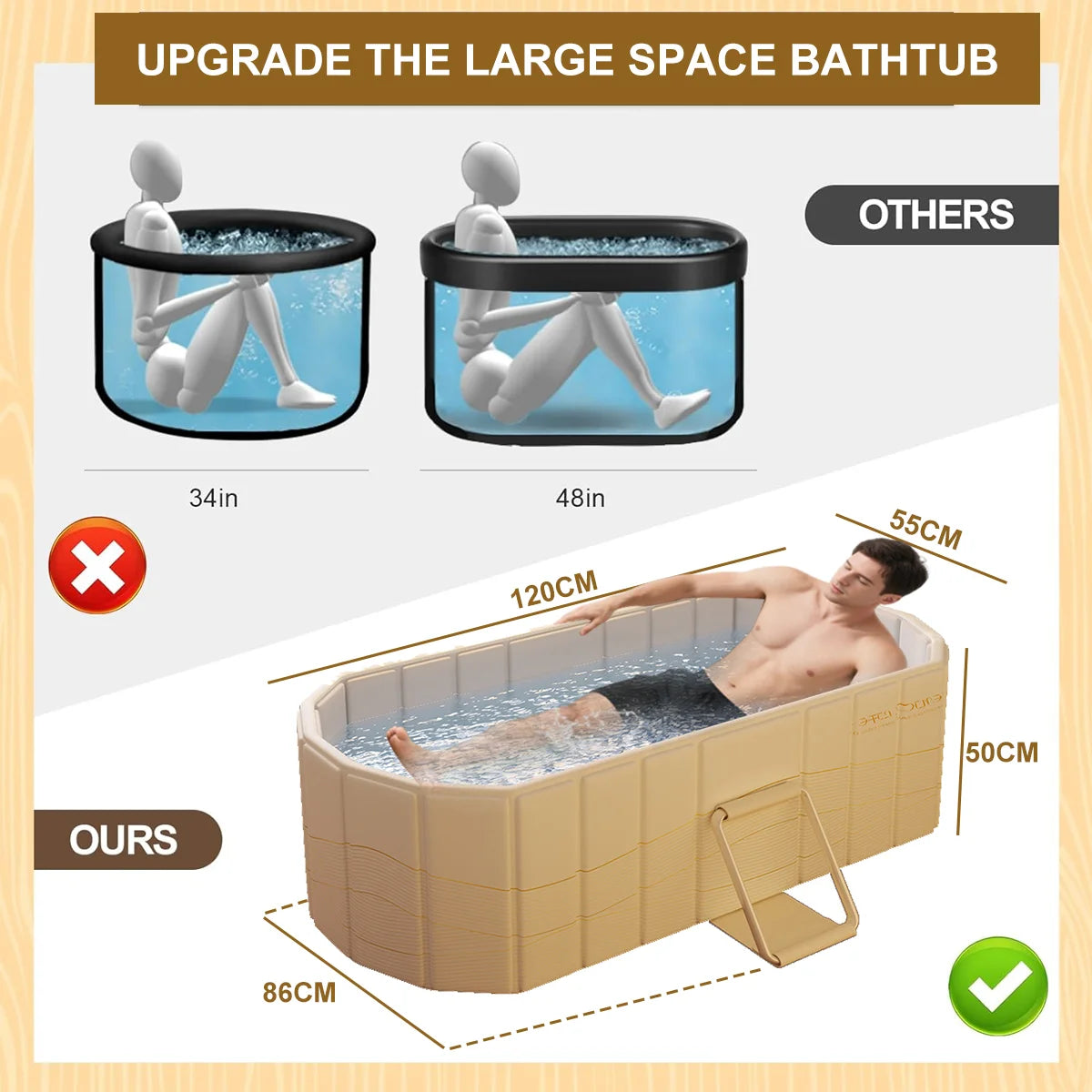 Portable Constant Temperature Foldable Bathtub For Adults With Lid