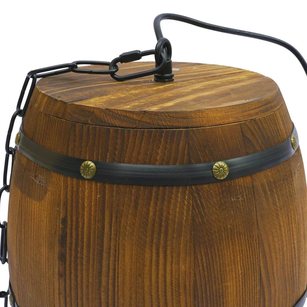 Antique Wood Wine Barrel Pendant Lamp Industrial Rustic Lighting