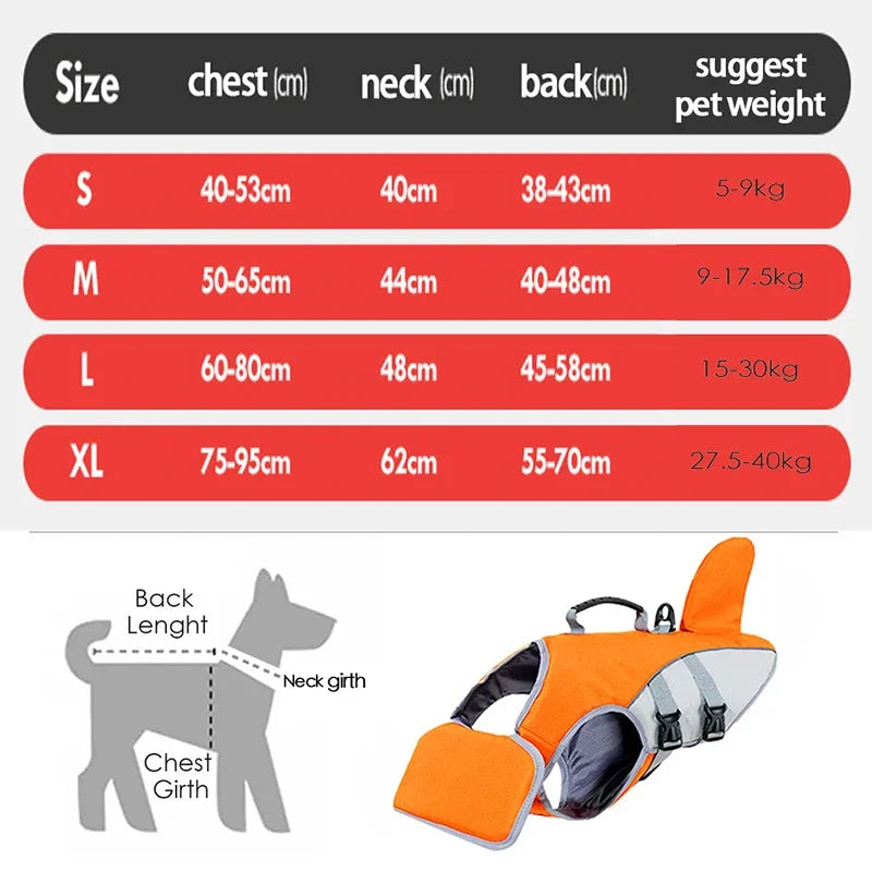 Dog Life Vest Shark Fin Safety Jacket For Pool Surfing