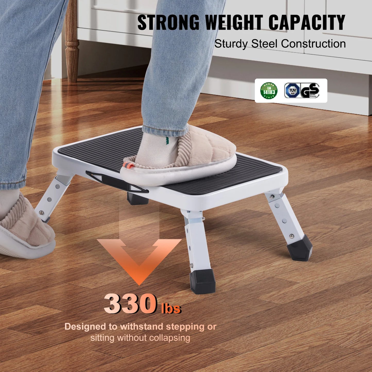 VEVOR One Step Stool 330lbs Capacity Adjustable Non Slip