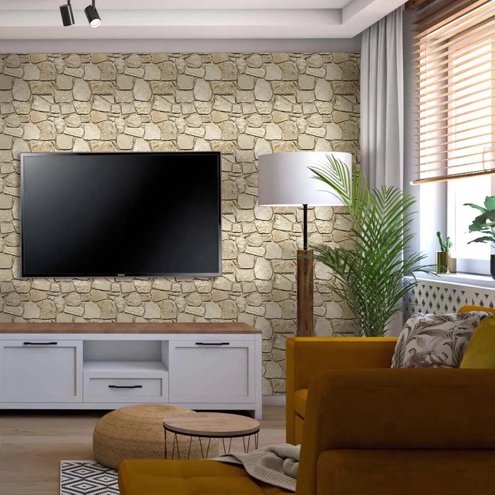 COMSTICKC 3D Faux Stone PVC Wall Panels Waterproof Adhesive