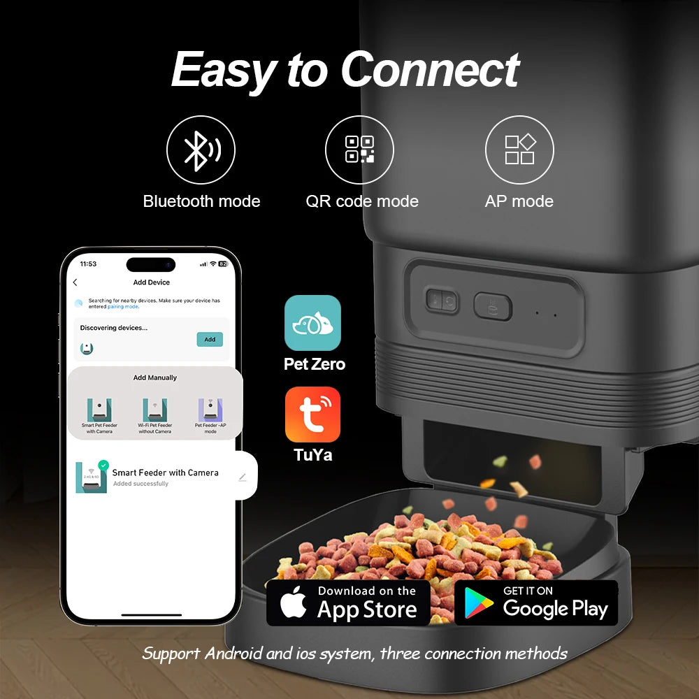 Nityers Automatic Cat Feeder With HD Camera 2.4G WiFi Night Vision Tuya APP