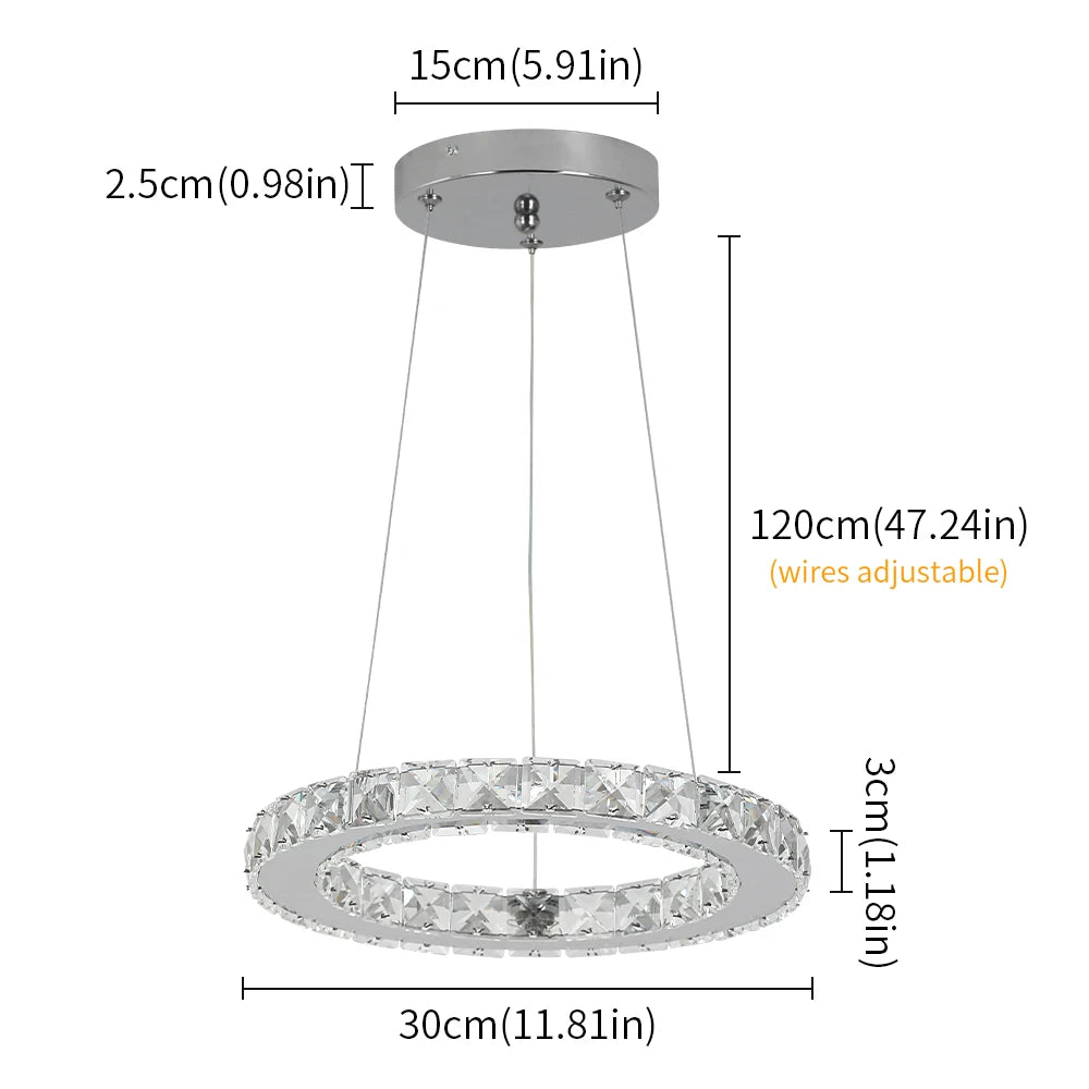 VETRULUS Modern K9 Crystal Pendant Light Led Chandelier