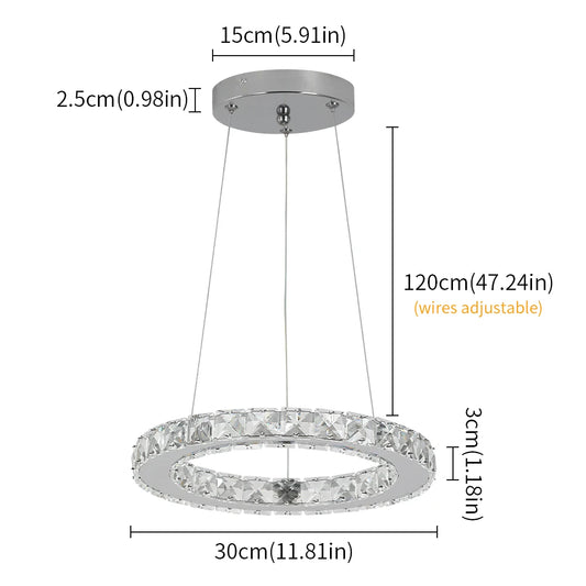 VETRULUS Modern K9 Crystal Pendant Light Led Chandelier